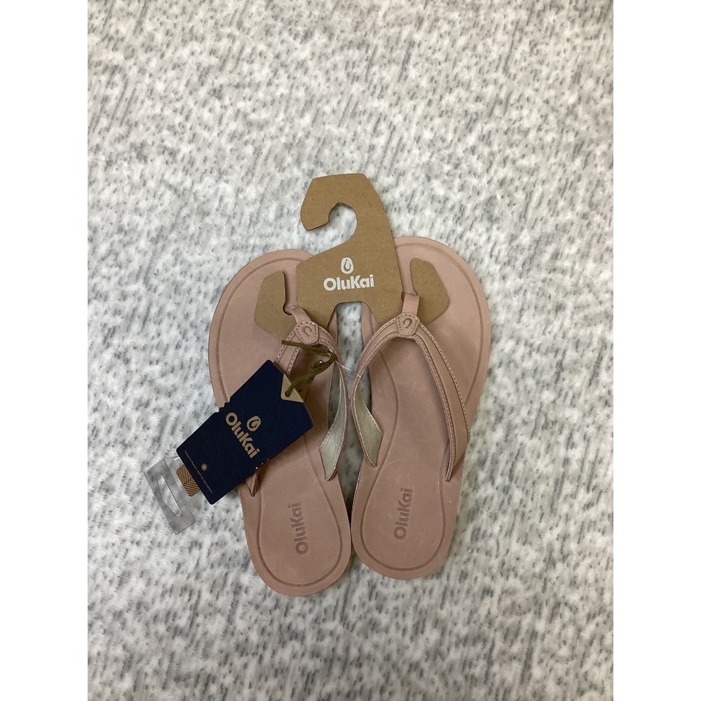 OluKai South Shore Women 6 Soft Pink Leather Flip Flop Sandals 20532-6Q6Q